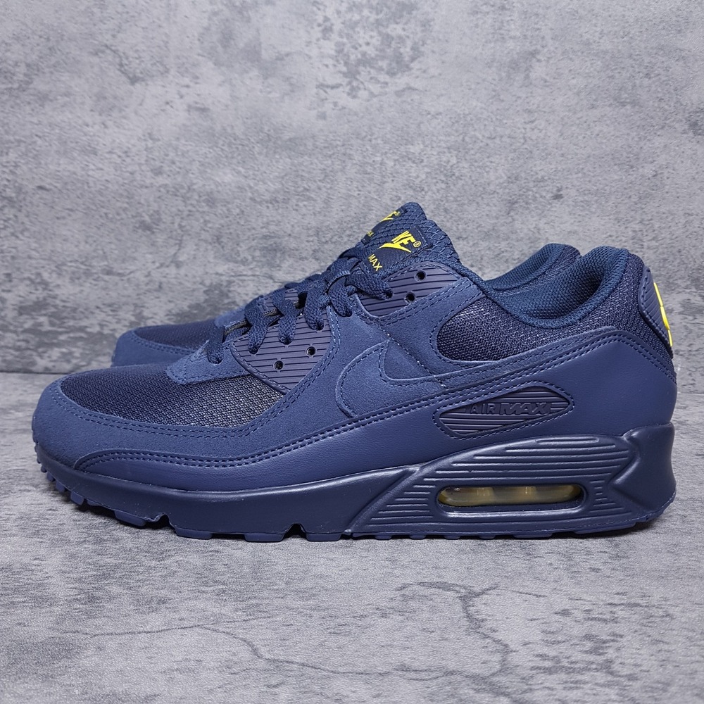 NIKE Air Max 90 Running Shoes Mens 10.5 Blue Yellow Michigan DM0029-401